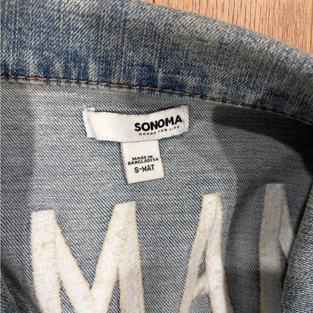 Sonoma Goods for Life Mama Denim Jacket Women Small Light Wash Embroidered - Picture 8 of 8